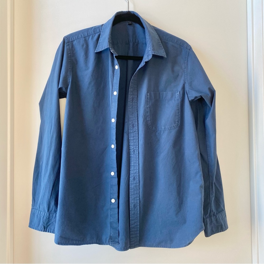 Muji Men’s Button Down 100% Cotton Smoky Blue Long Sleeve Shirt Size S